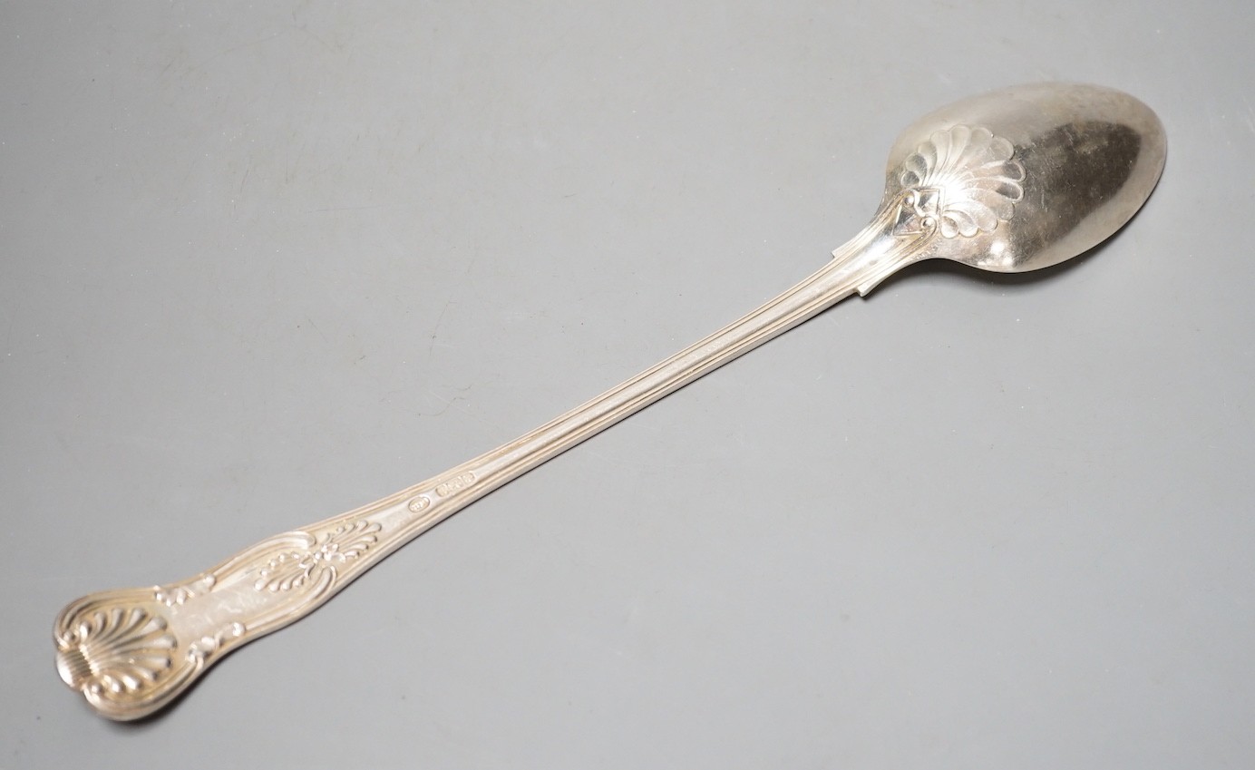 An Edwardian silver Kings pattern basting spoon, John Round, Sheffield, 1905, 34.6cm, 237 grams.
